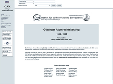 Screenshot des Göttinger Atomrechtskatalogs (GAK)