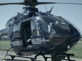 Full view of a helicopter of the federal police forces. (show image)