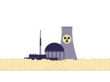 Shutdown nuclear power plant with radioactive inventory (symbolic image)