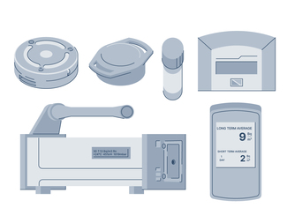 Three passive and three electronic radon measuring devices