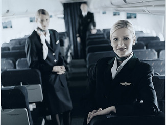 Stewardess in aircraft