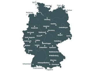 Map of germany with locations of uv measuring stations